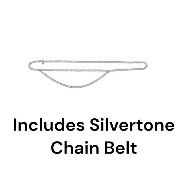 Pointelle Knit Duster Cardigan Sweater Includes Silver Chainbelt Size Lg EUC - Picture 5 of 9